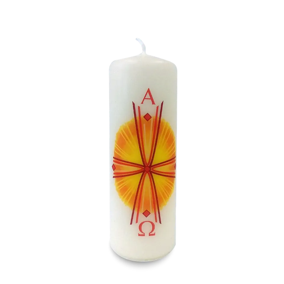 bonifatiuswerk-sonnenkreuz-kerze-5x15-cm-motivkerze image 1