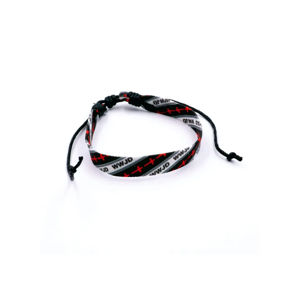 fontis-geschenke-wwjd-armband-schwarz-stoff-verstellbar image 1