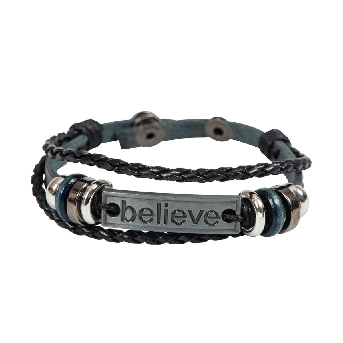 fontis-geschenke-believe-leder-armband-schwarz-23-cm image 1