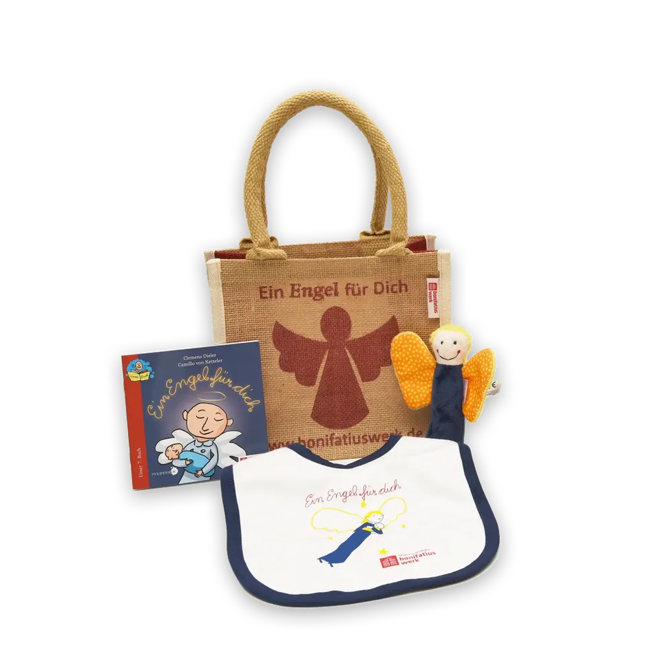 bonifatiuswerk-tasche-geburt-taufe-engel-geschenkset-sigikid-baby image 1