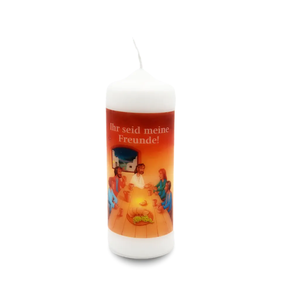 bonifatiuswerk-ihr-seid-meine-freunde-kerze-6-x-16-5-cm image 1