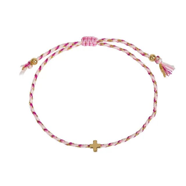 fontis-kreuz-textil-armband-pink-messing-gold-verstellbar image 1