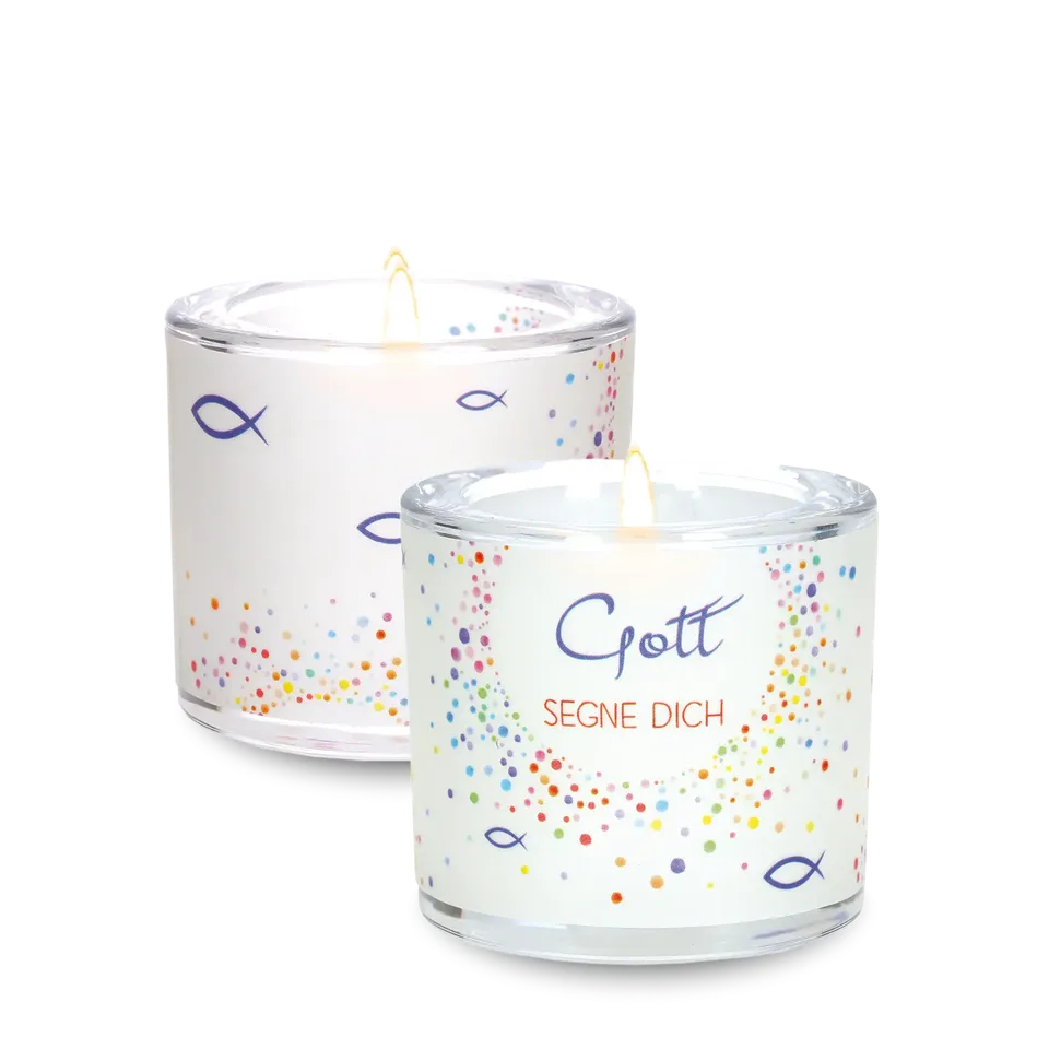 bonifatiuswerk-lichtmoment-gott-segne-dich-windlicht-glas-6-cm image 1