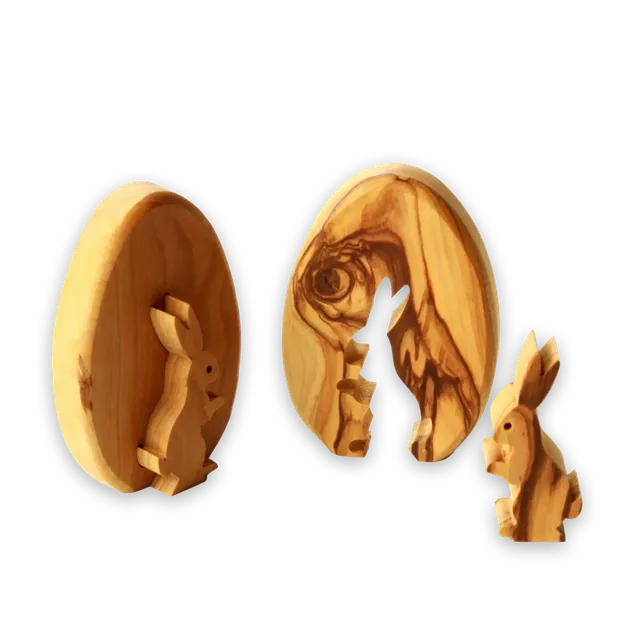 bonifatiuswerk-osterhase-im-ei-holzfigur-olivenholz-5-cm image 1