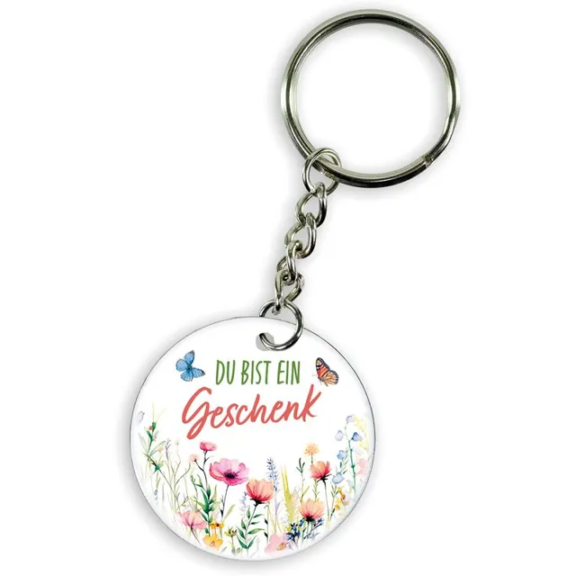 du-bist-ein-geschenk-schl-sselanh-nger-edelstahl-4-cm image 1