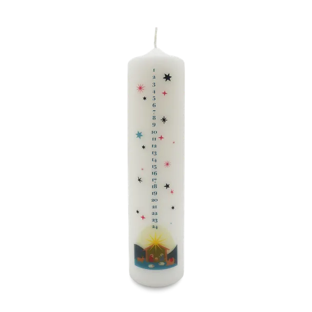 bonifatiuswerk-adventskalenderkerze-krippe-6x25-cm-24-tage image 1