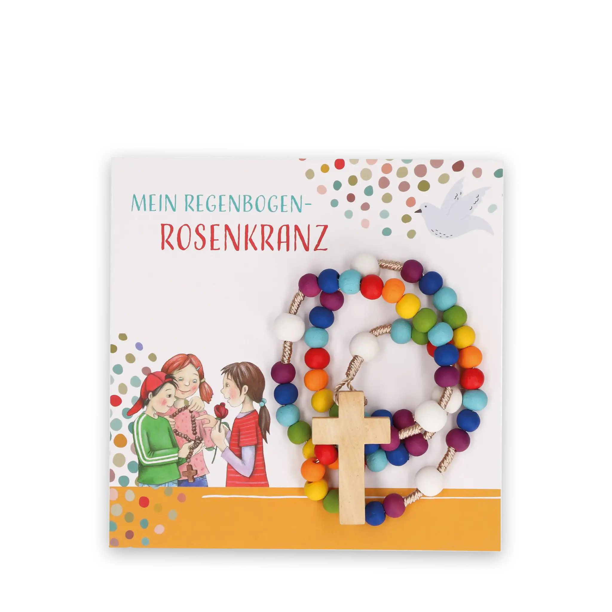 bonifatiuswerk-regenbogen-rosenkranz-holz-mit-begleitheft image 1