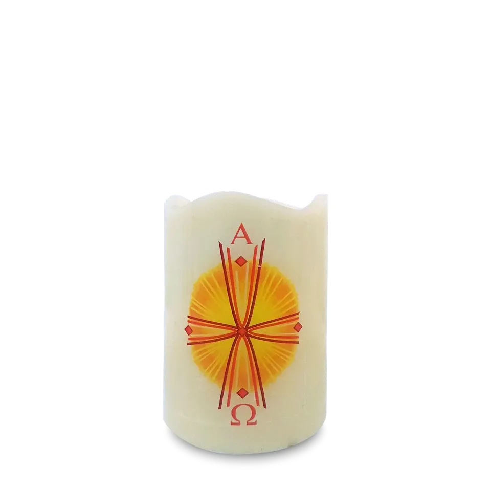 bonifatiuswerk-sonnenkreuz-kerze-7x9-cm-exklusivmotiv image 1