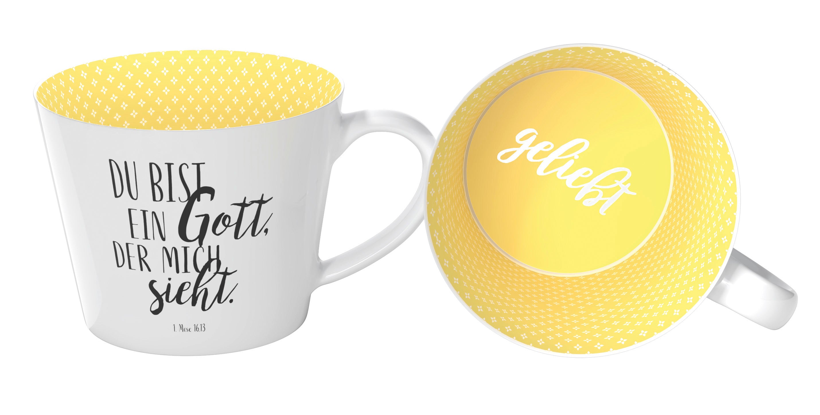fontis-geschenke-du-bist-ein-gott-henkeltasse-geliebt-gelb image 1