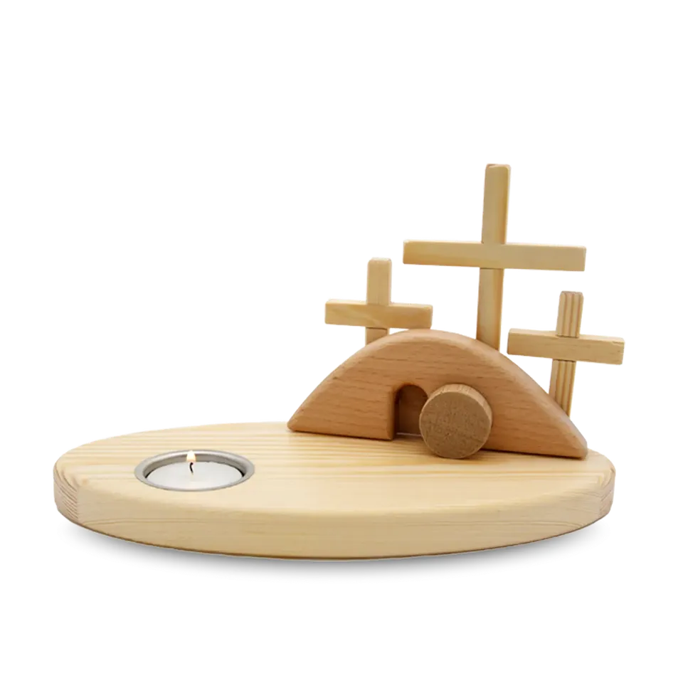 bonifatiuswerk-osterkrippe-teelichthalter-holz-24-cm image 1