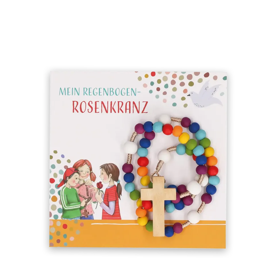 bonifatiuswerk-regenbogen-rosenkranz-holz-mit-begleitheft image 1