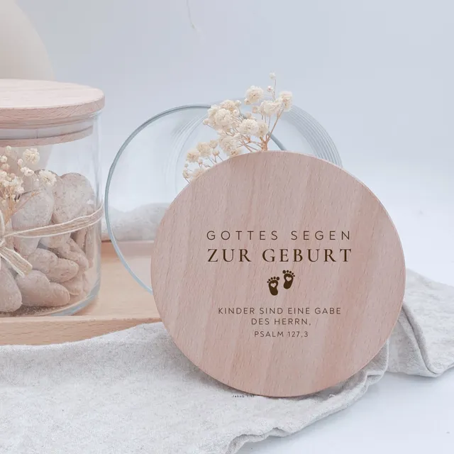 fontis-gottes-segen-zur-geburt-vorratsglas-530-ml-holzdeckel image 1