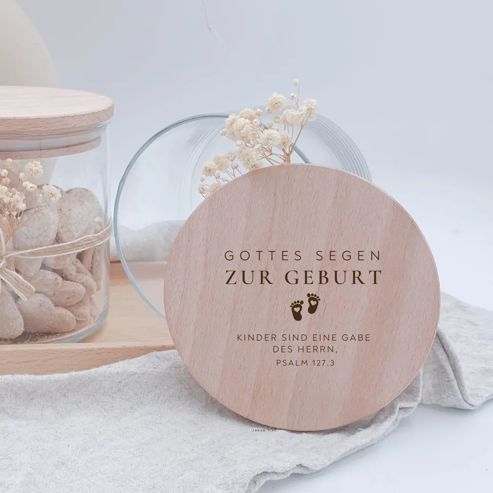 fontis-gottes-segen-zur-geburt-vorratsglas-530-ml-holzdeckel image 1