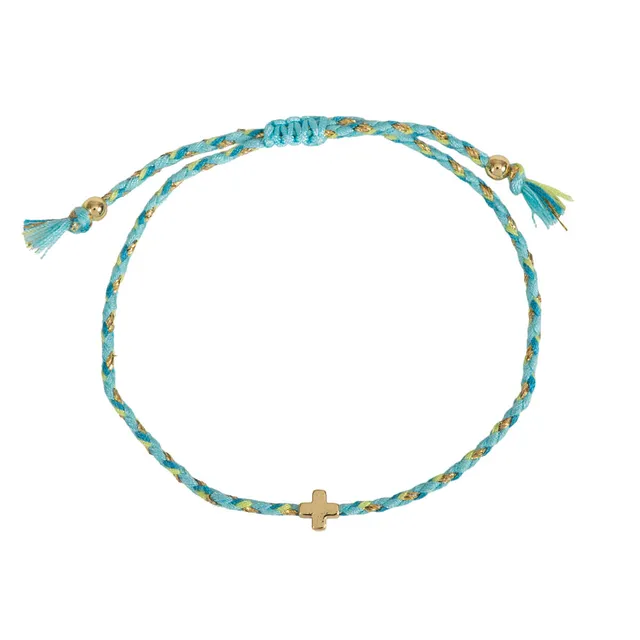 fontis-kreuz-textil-armband-t-rkis-schmuck-verstellbar image 1