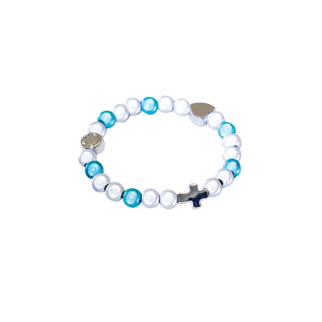 fontis-perlenarmband-kinder-mit-kreuz-armband-t-rkis-wei image 1