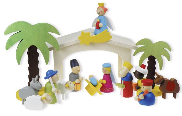 fontis-geschenke-weihnachtskrippe-holz-15-teilig-mit-figuren image 1