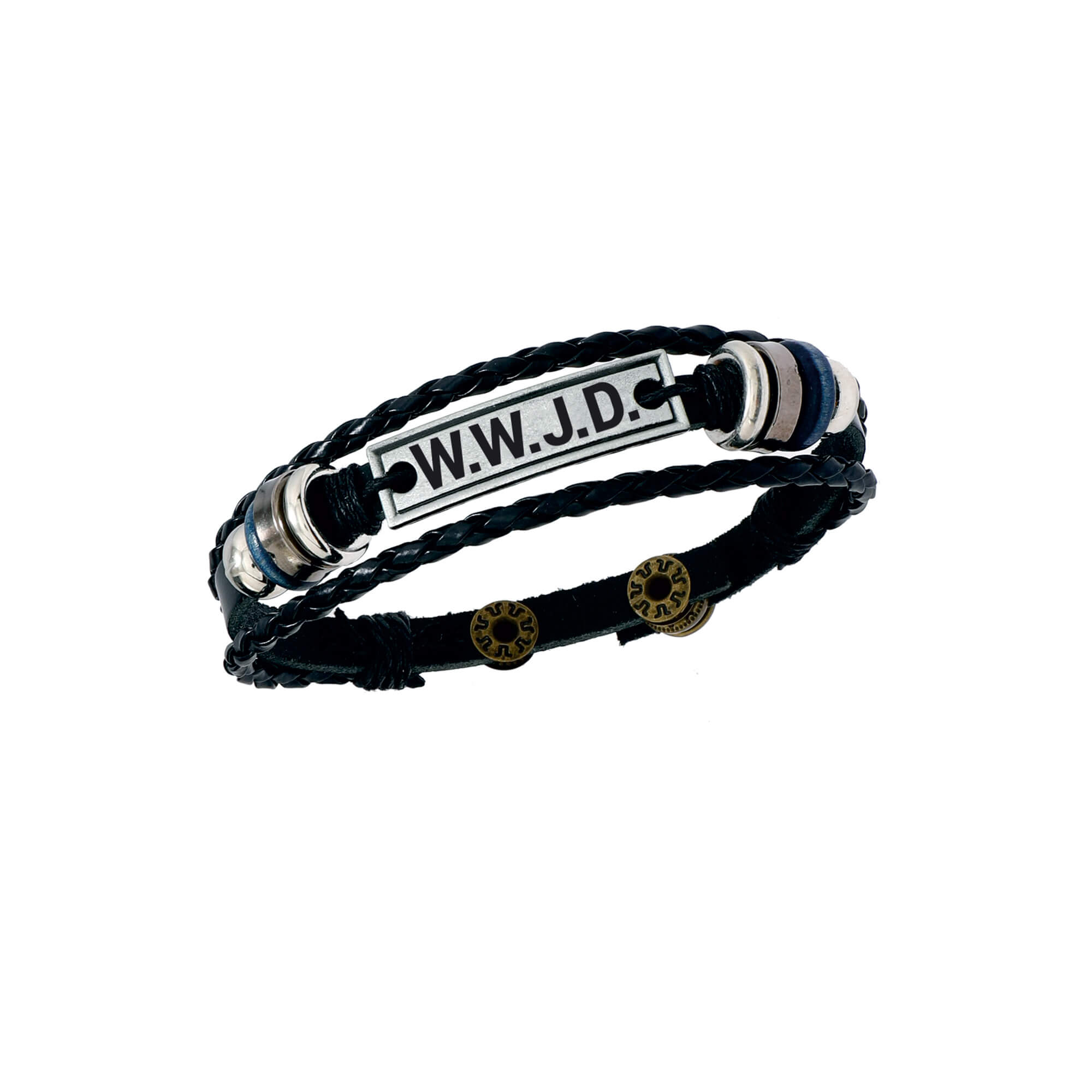 fontis-geschenke-w-w-j-d-lederarmband-schwarz-geflochten image 2
