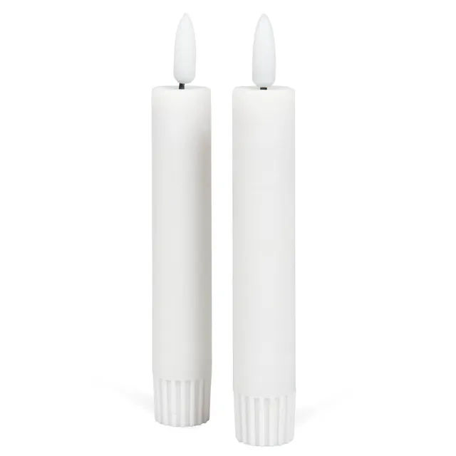 fontis-geschenke-led-stabkerze-echtwachs-stabkerzen-wei-2er-set image 1