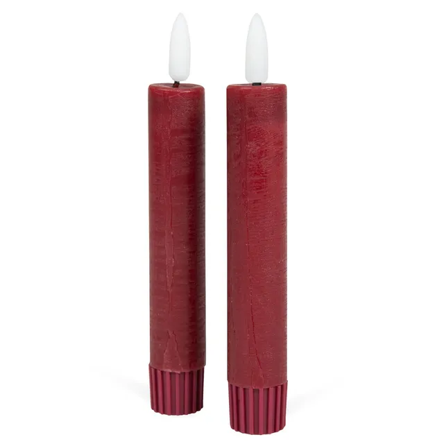 led-stabkerze-echtwachs-bordeaux-2er-set-15-cm image 1
