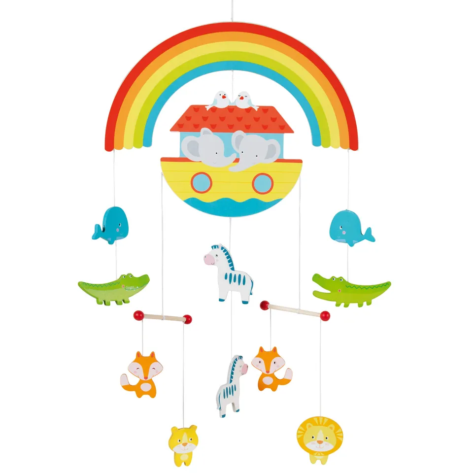 fontis-arche-noah-holzmobile-baby-regenbogen-tiere image 1