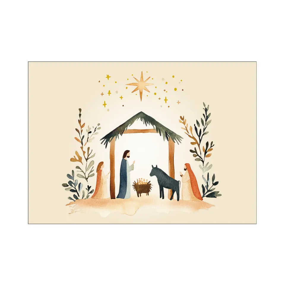 fontis-papeterie-krippe-postkarte-weihnachten-din-a6-krippenmotiv image 1