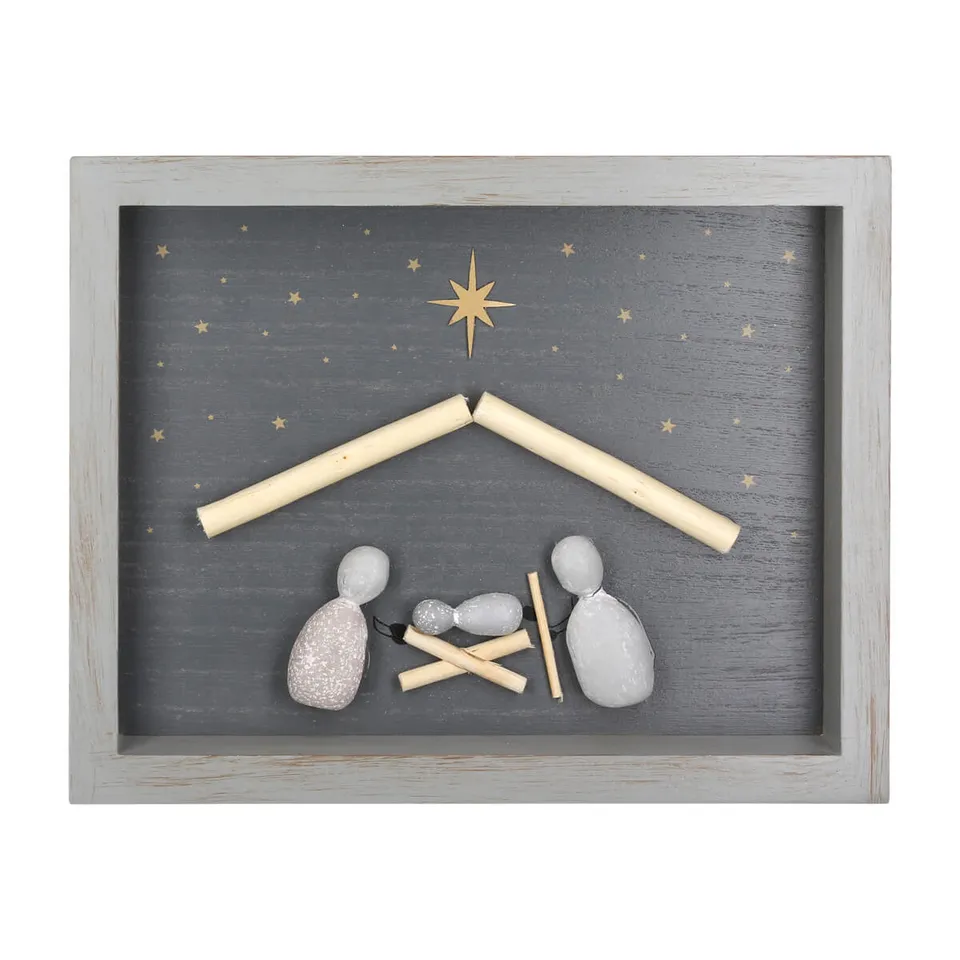 praisent-krippe-wandbild-holz-stein-25x19-5-cm-grau image 1