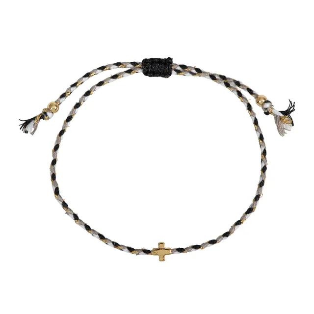 fontis-kreuz-textil-armband-schwarz-gold-kreuz-verstellbar image 1