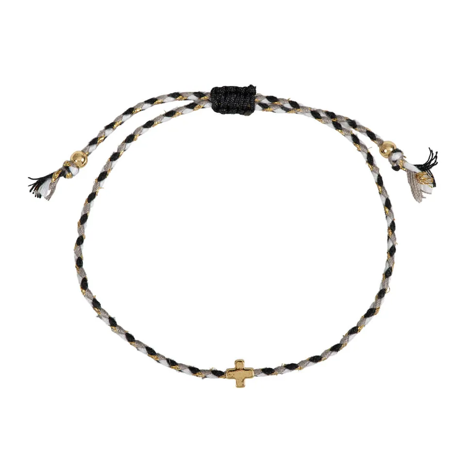 fontis-kreuz-textil-armband-schwarz-gold-kreuz-verstellbar image 1