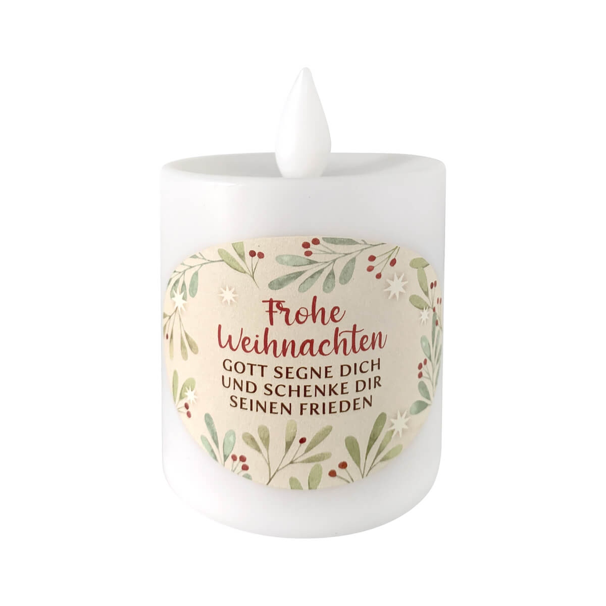 fontis-geschenke-frohe-weihnachten-led-dauerkerze-frieden-9cm image 1