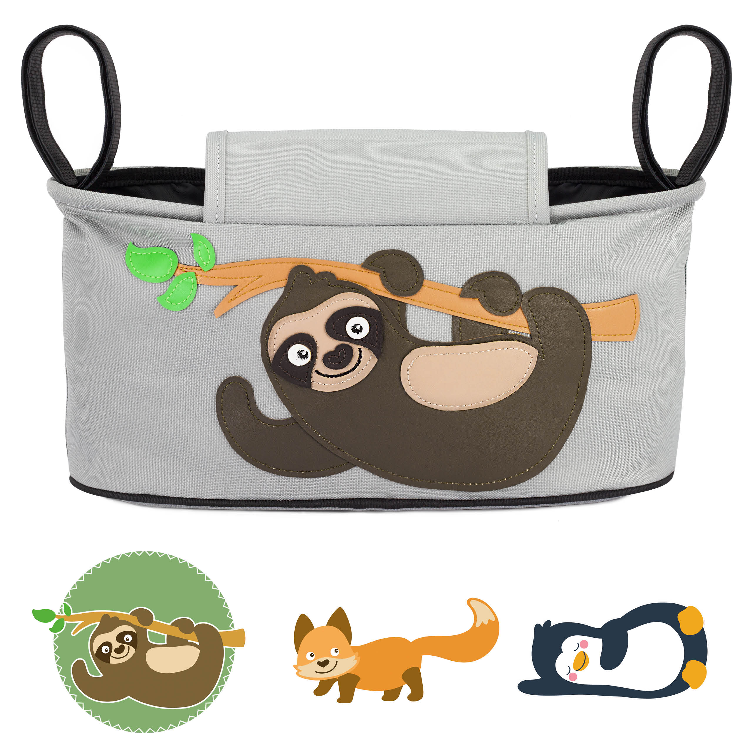 gl-ckswolke-kinderwagen-organizer-fuchs-grau-buggytasche-mit-getr-nkehalter image 8
