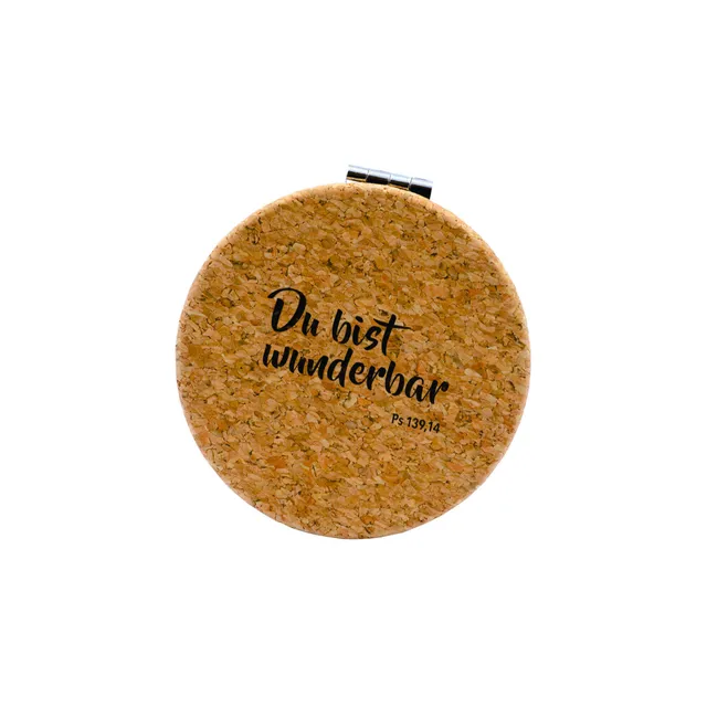 fontis-du-bist-wunderbar-taschenspiegel-kork-7-cm-psalm-139-14 image 1