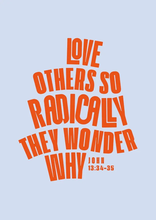 segensart-love-others-radically-poster-blau-a3-mit-bibelvers image 1