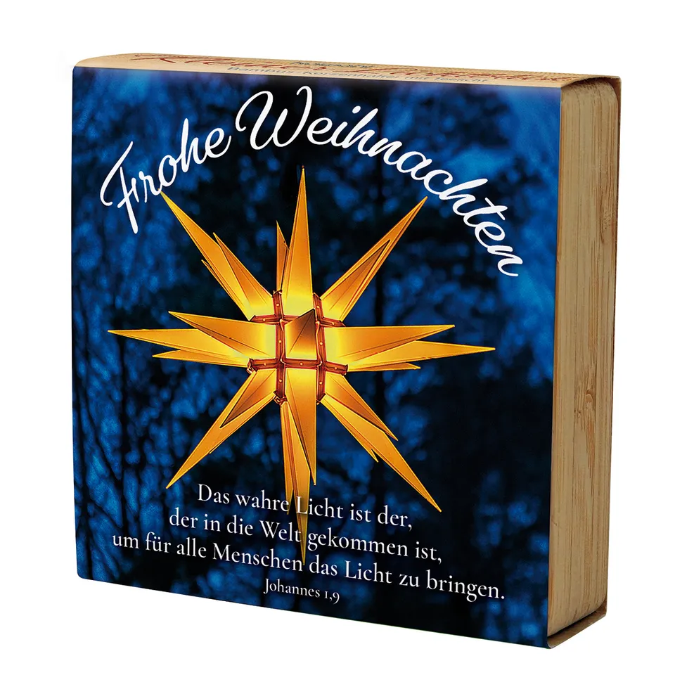 fontis-frohe-weihnachten-teelichthalter-bambus-mit-teelicht image 1
