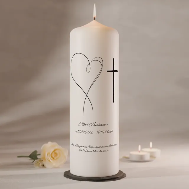 gedenken-schenken-linienherz-kreuz-trauerkerze-personalisiert image 1