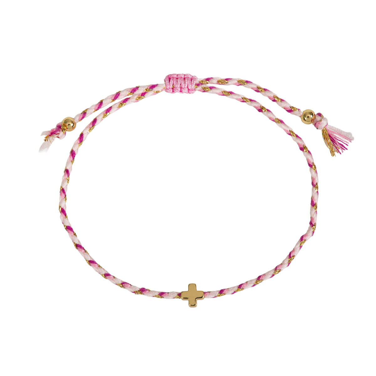 fontis-kreuz-textil-armband-pink-messing-gold-verstellbar image 1