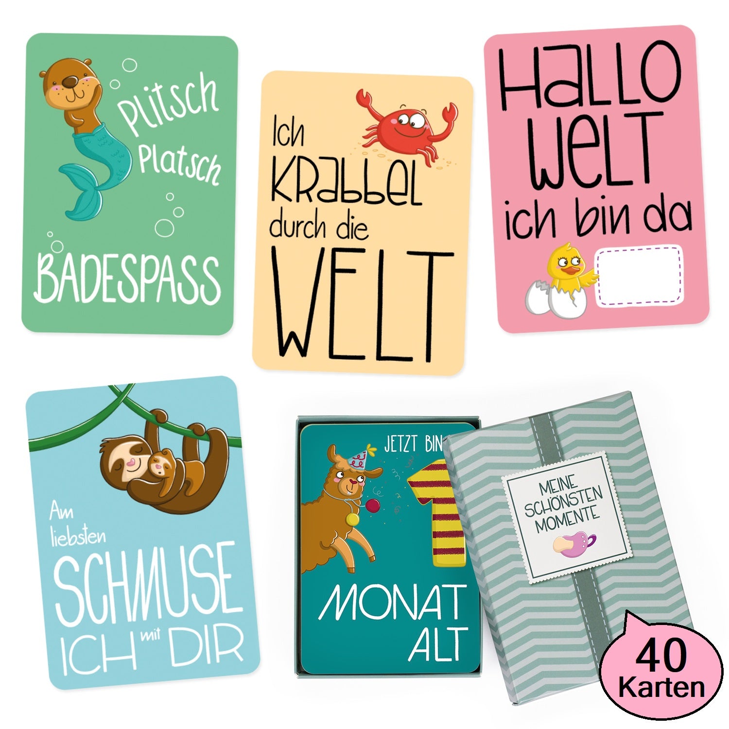 gl-ckswolke-meilensteinkarten-baby-m-dchen-40-karten-a6 image 1