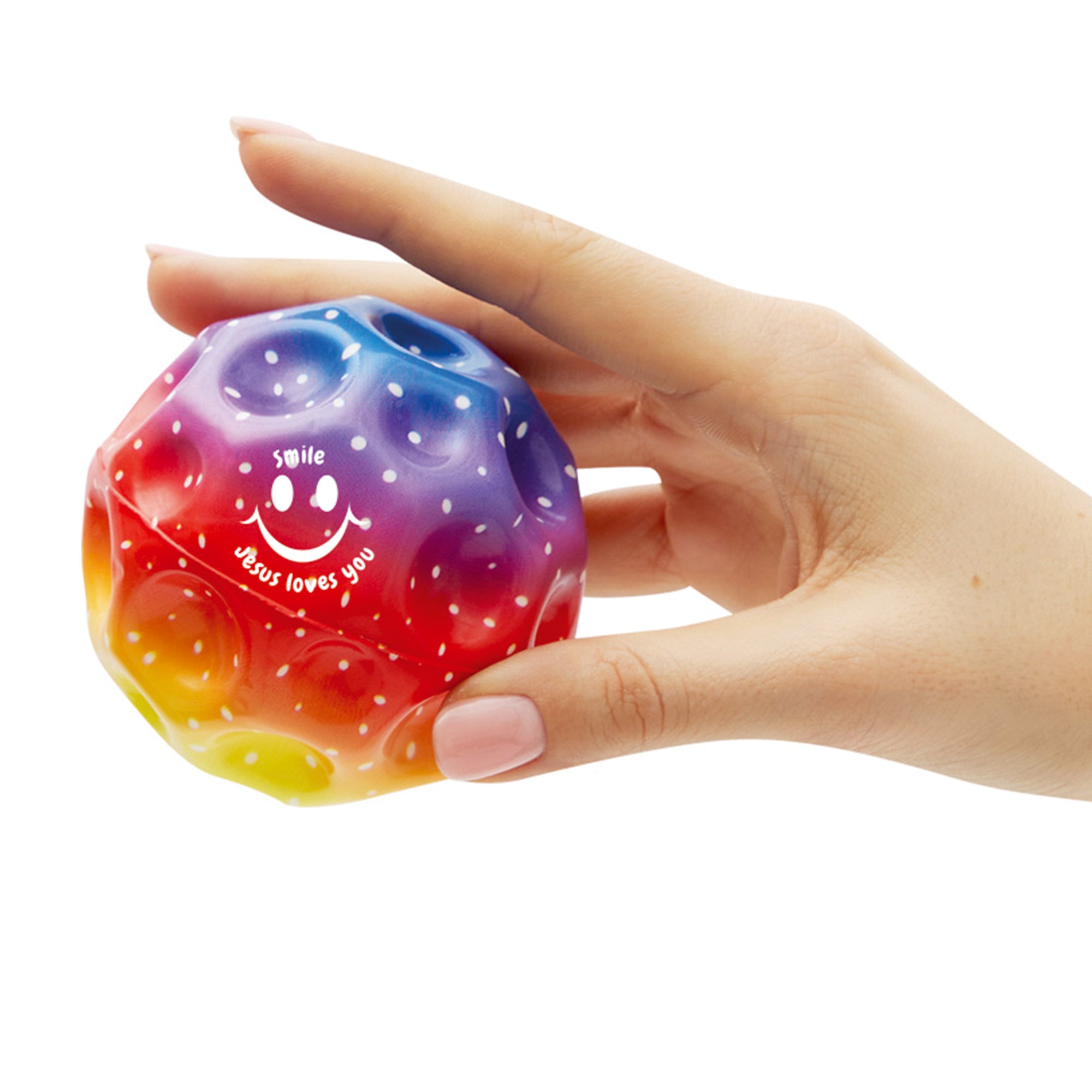 smile-jesus-loves-you-springball-regenbogen-7-cm image 2