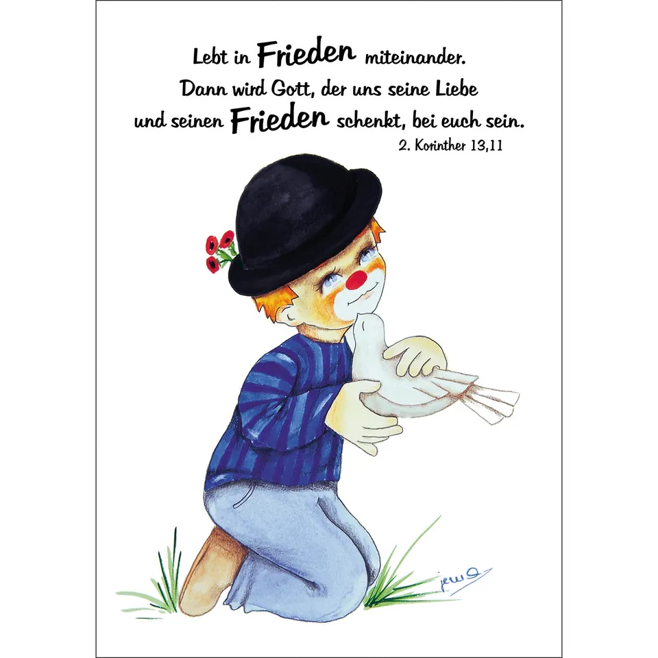 fontis-papeterie-lebt-in-frieden-miteinander-postkarten-12er-clown image 1