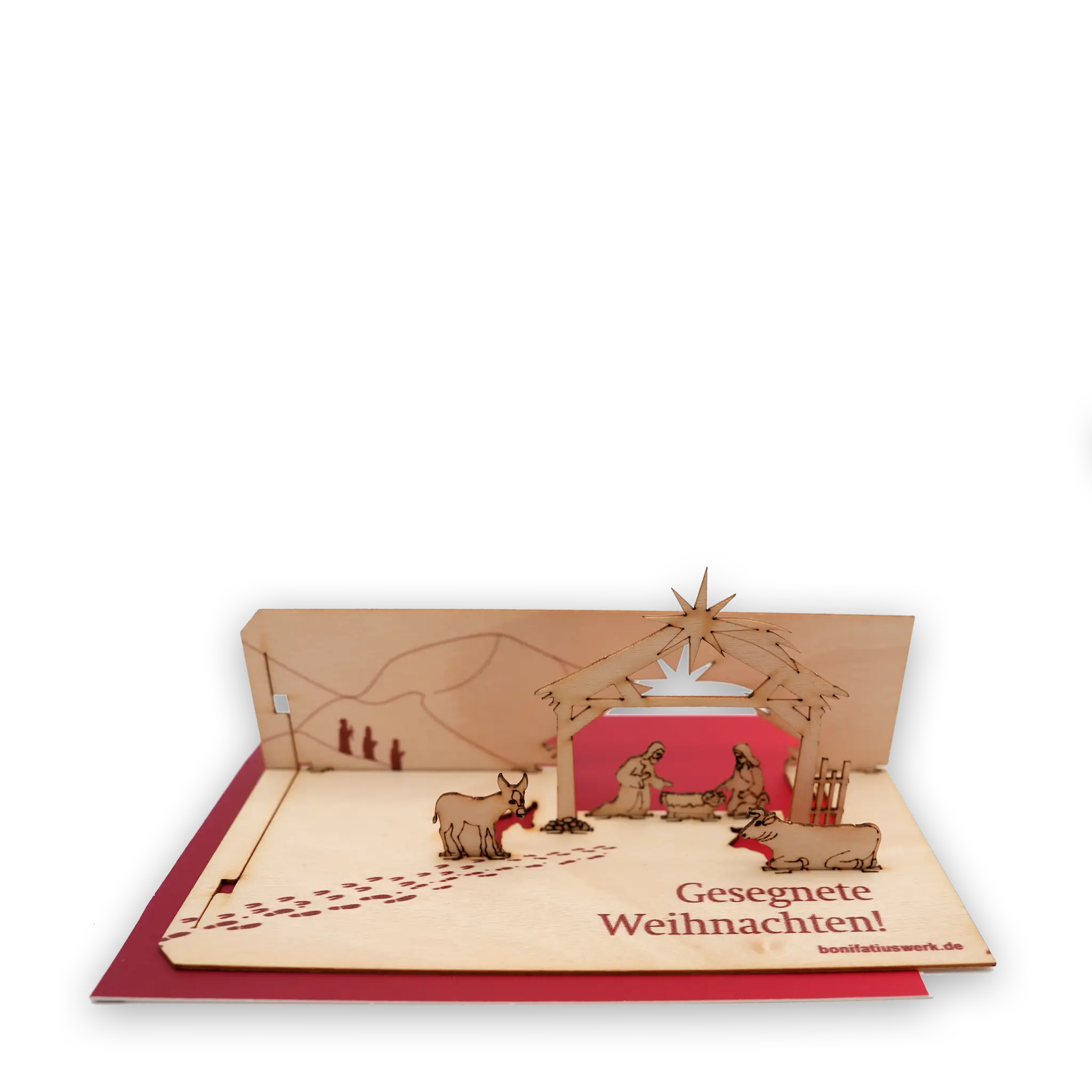 bonifatiuswerk-holzpostkarte-krippe-weihnachtskarte-mit-umschlag image 1