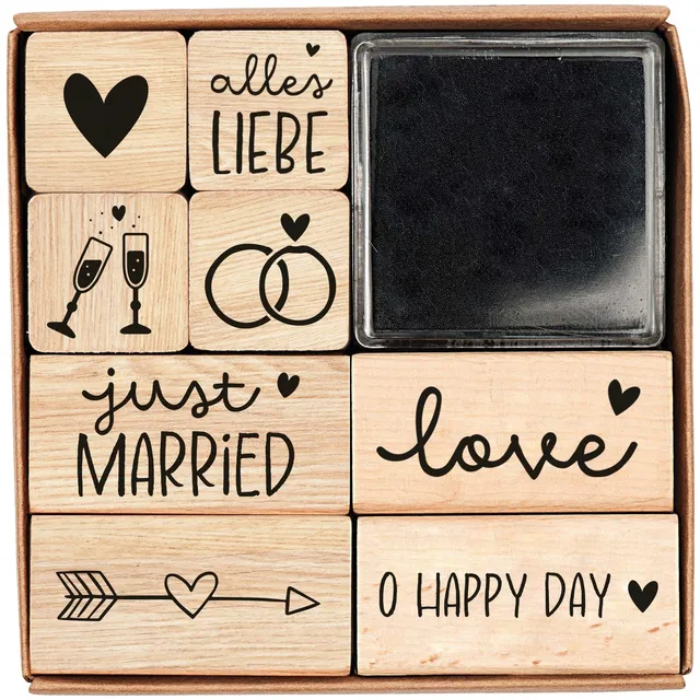fontis-geschenke-hochzeit-stempel-set-holzstempel-8-teilig image 1