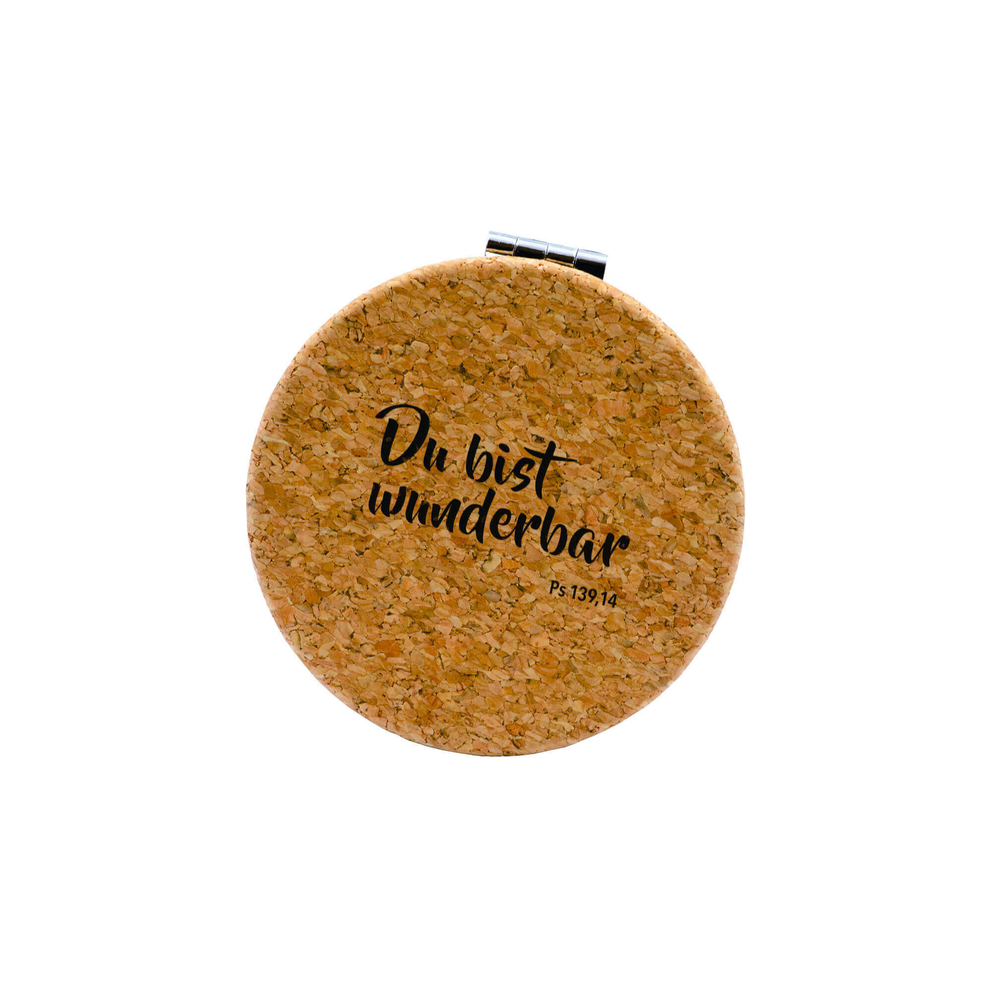 fontis-du-bist-wunderbar-taschenspiegel-kork-7-cm-psalm-139-14 image 1