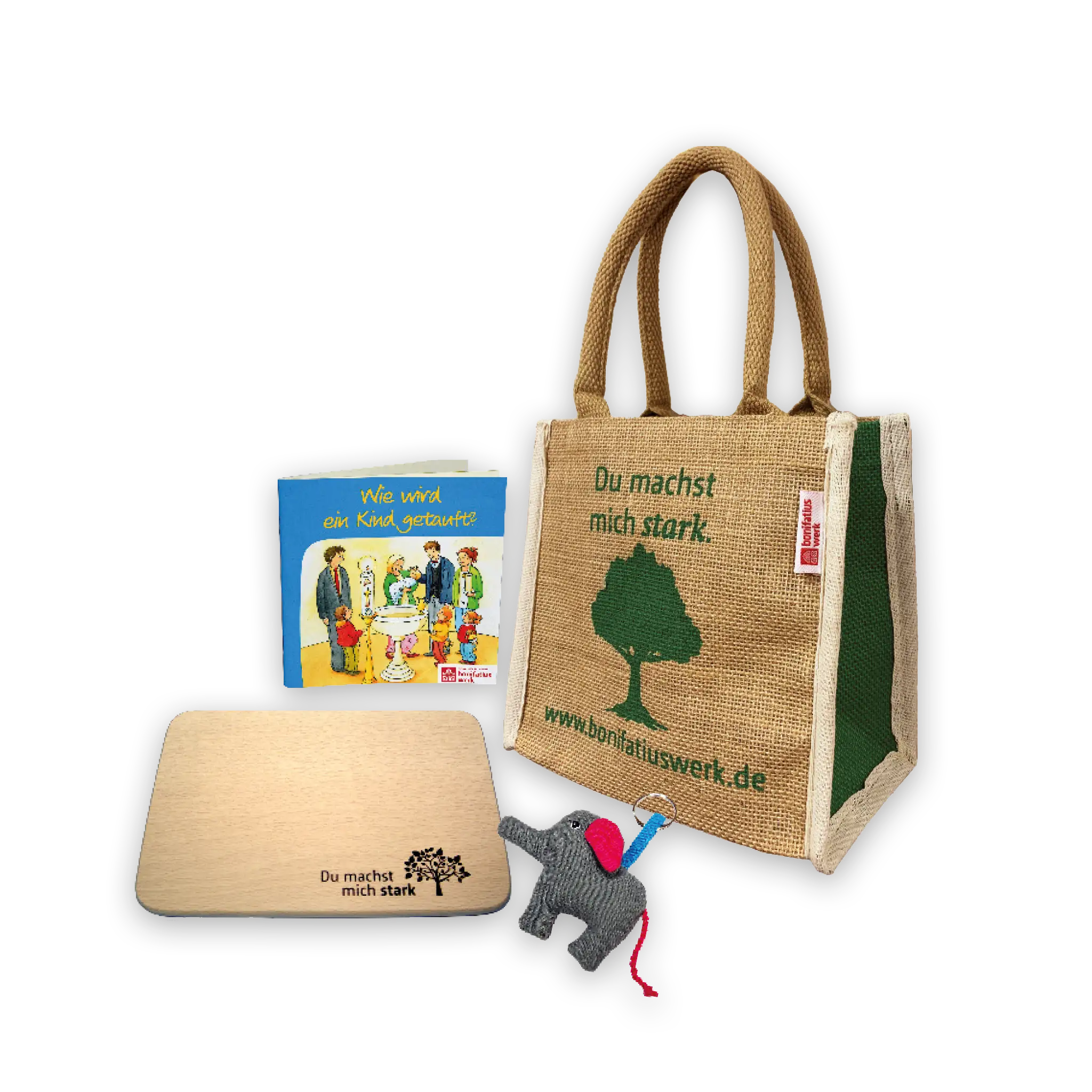 bonifatiuswerk-tasche-geburt-taufe-baum-jutetasche-geschenkset image 1