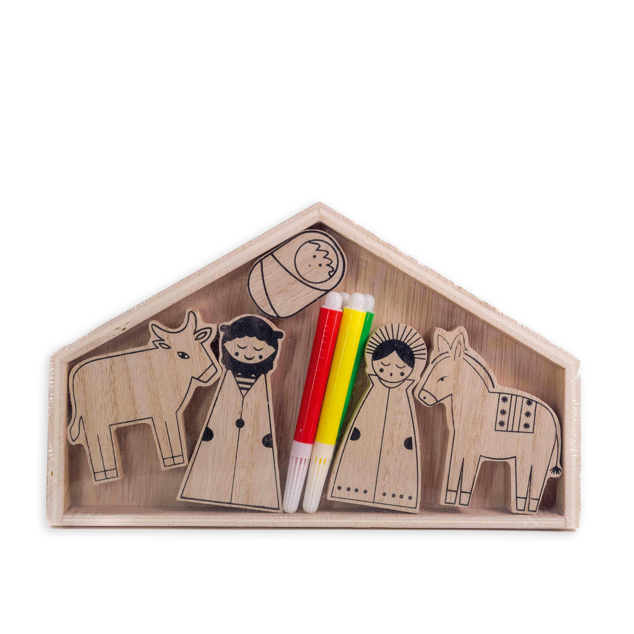 bonifatiuswerk-krippe-heilige-familie-holzkrippe-bastelset-6-teilig image 1