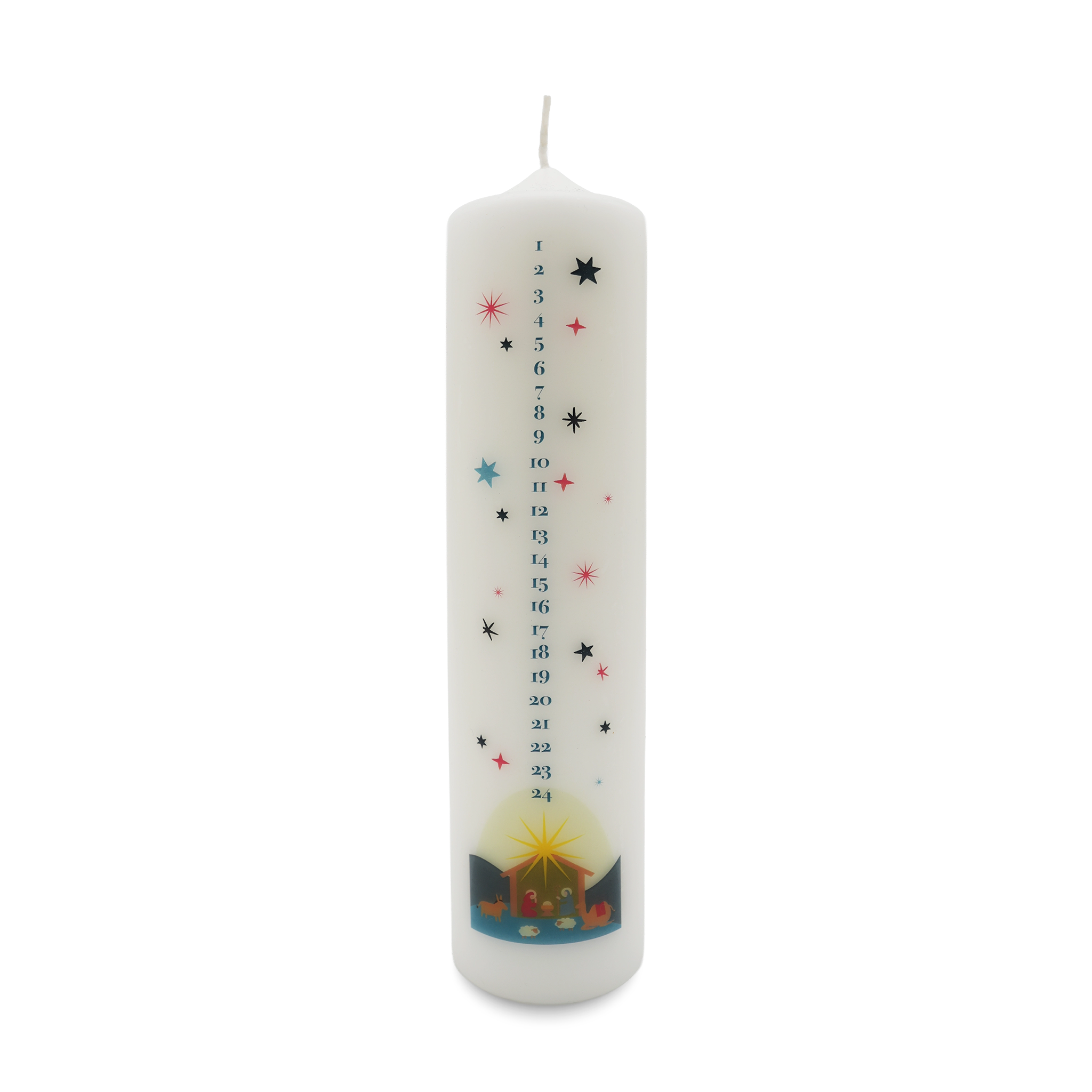 bonifatiuswerk-adventskalenderkerze-krippe-6x25-cm-24-tage image 1