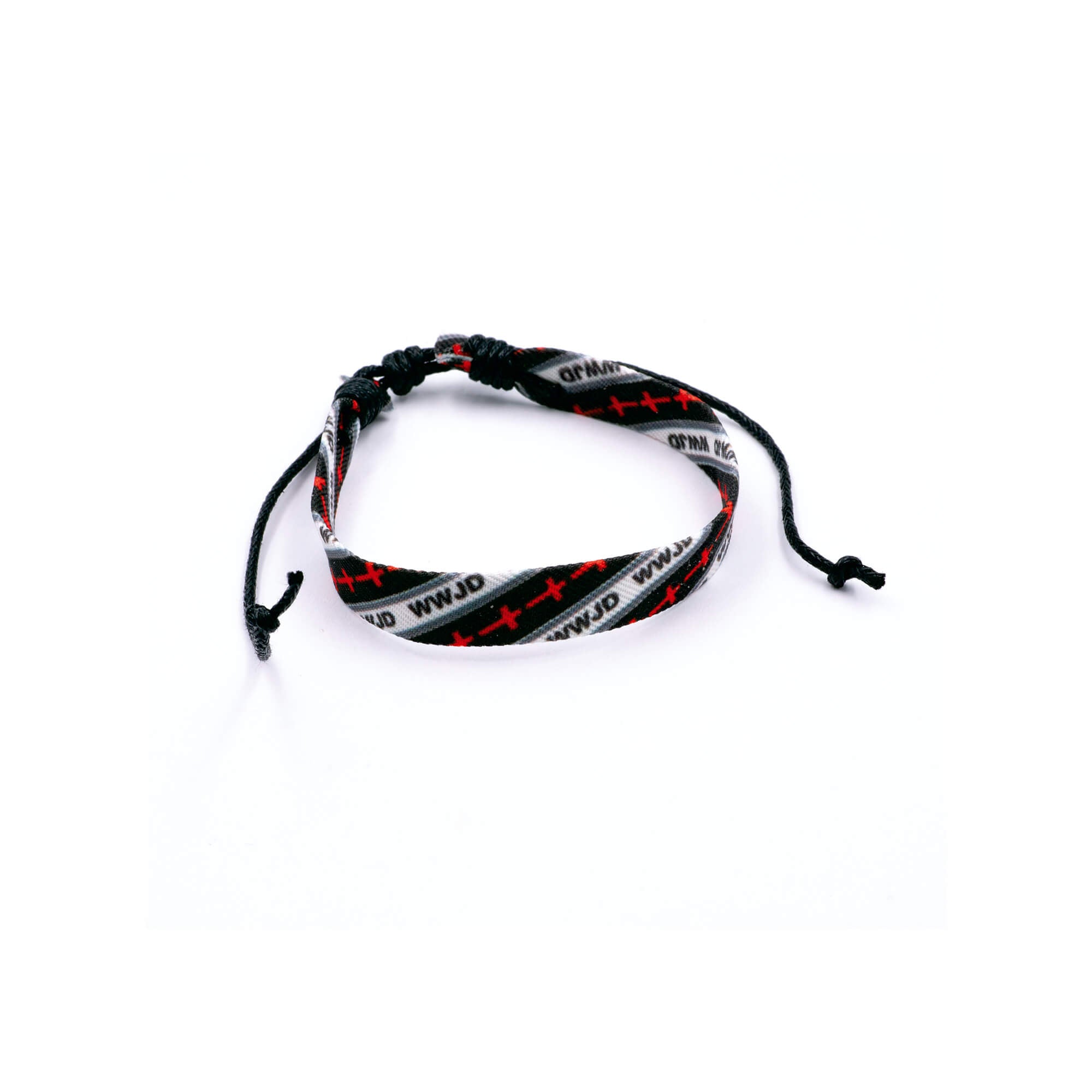 fontis-geschenke-wwjd-armband-schwarz-stoff-verstellbar image 1