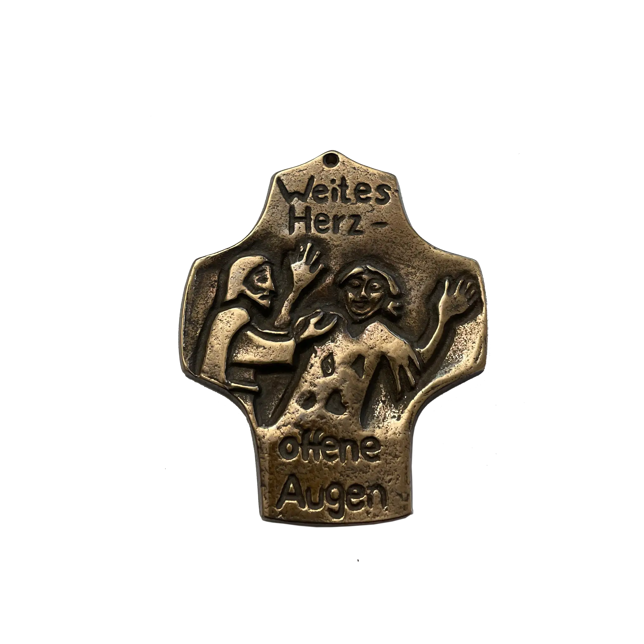 bonifatiuswerk-weites-herz-offene-augen-bronzekreuz-8-5x10-cm image 1