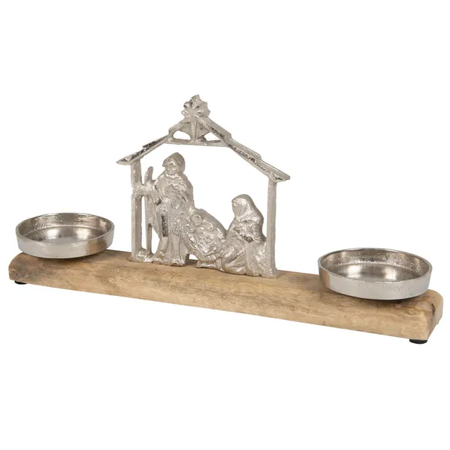 fontis-geschenke-krippe-kerzenhalter-metall-mangoholz-33-cm image 1