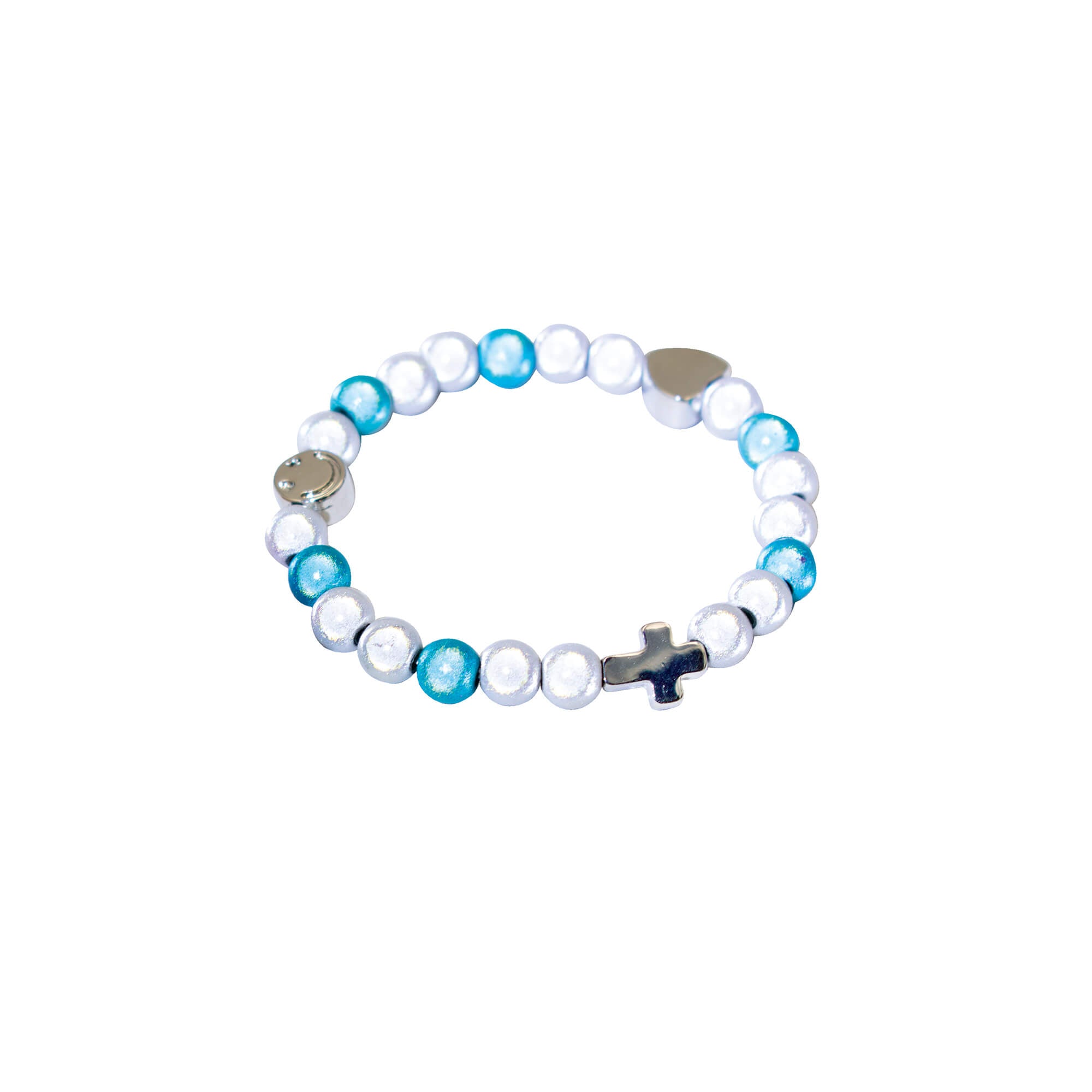 fontis-perlenarmband-kinder-mit-kreuz-armband-t-rkis-wei image 1