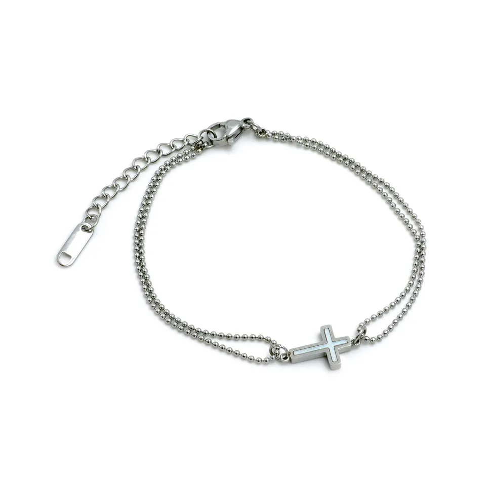 fontis-geschenke-damenarmband-kreuz-edelstahl-perlmutt image 1