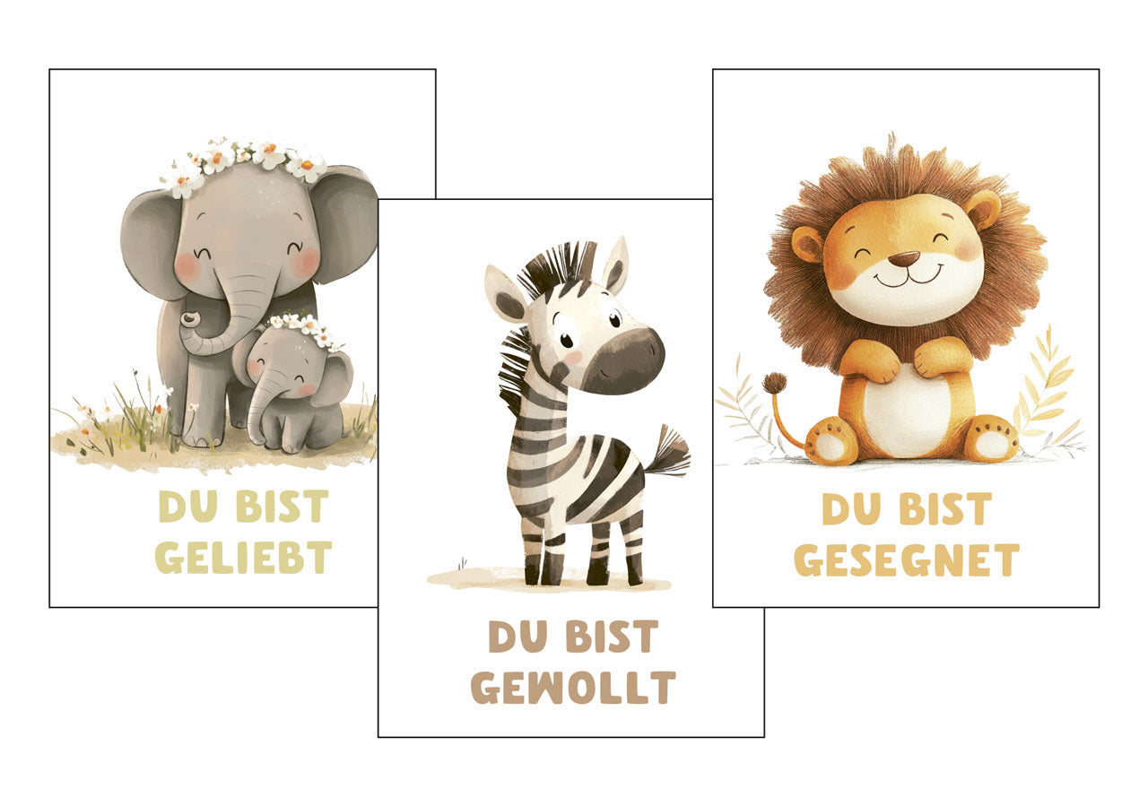 fontis-papeterie-kinderposter-elefant-zebra-l-we-3er-set-a3 image 1